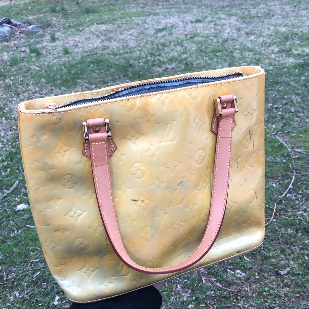 Louis Vuitton Vernis Leather Yellow Tote Bag